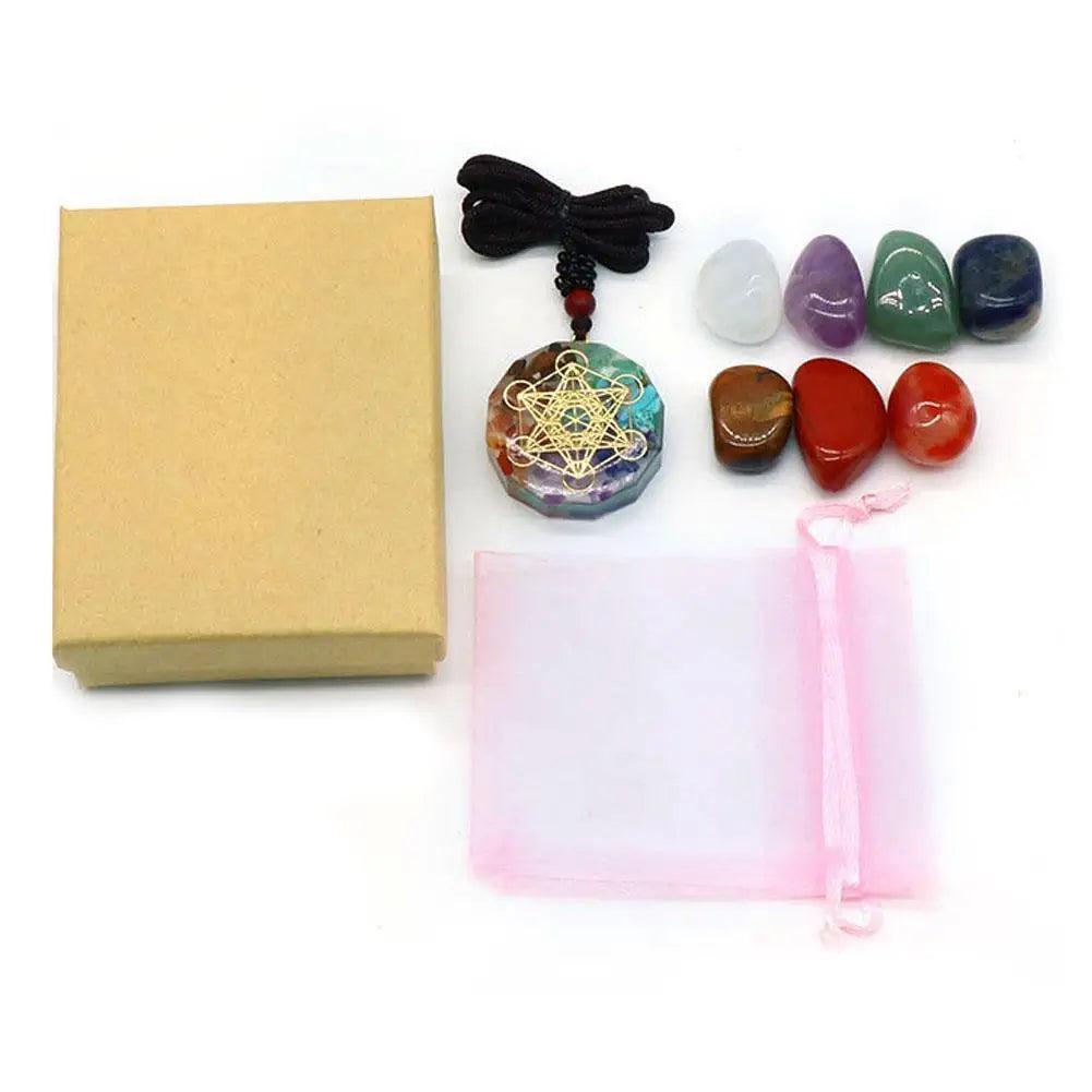 Ensemble de Pierres de Méditation Reiki - Kit 7 Chakras en Cristaux Naturels pour Yoga et Équilibre Énergétique