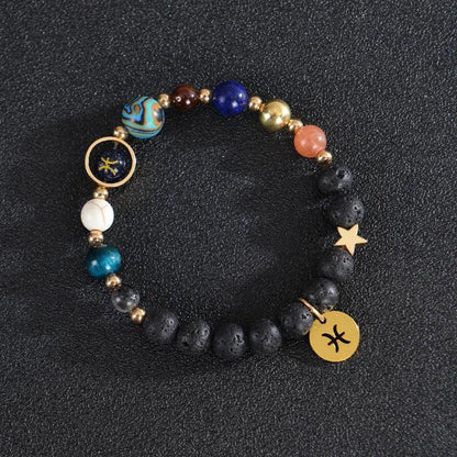 Bracelet en Pierre de Cristal du Zodiaque - Constellations et Breloques pour Femmes