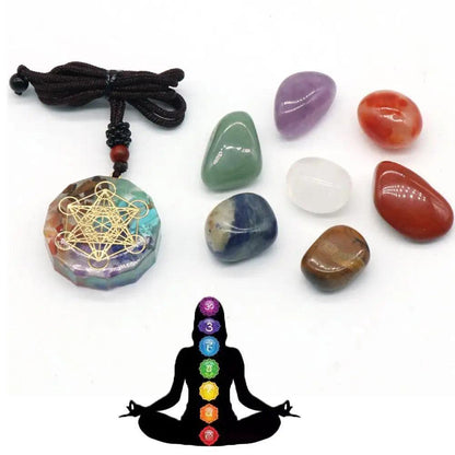 Ensemble de Pierres de Méditation Reiki - Kit 7 Chakras en Cristaux Naturels pour Yoga et Équilibre Énergétique