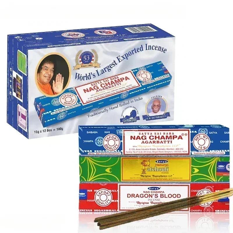 Collection d’Encens Indiens Nag Champa Satya - Bâtons Aromatiques pour Méditation