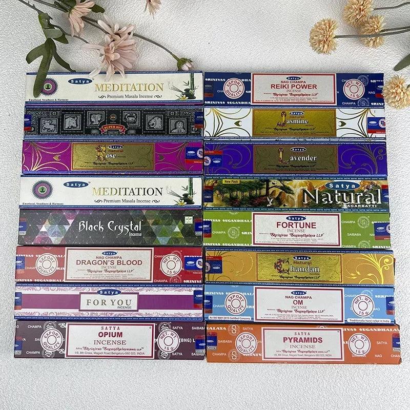 Collection d’Encens Indiens Nag Champa Satya - Bâtons Aromatiques pour Méditation