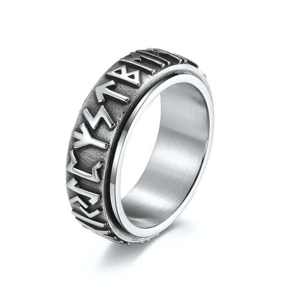 Anneau Viking en Acier Inoxydable avec Runes Nordiques - Bague Tournante pour Homme - Variante