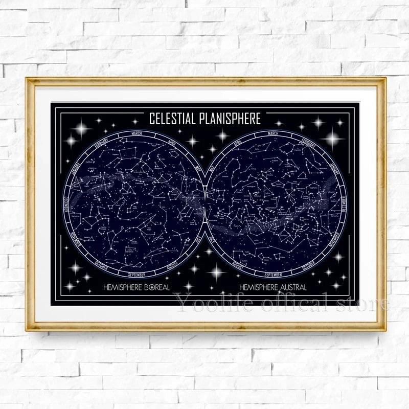 Affiche de Planisphère Céleste - Décoration de Bureau et Constellations en Français