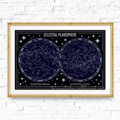 Affiche de Planisphère Céleste - Décoration de Bureau et Constellations en Français