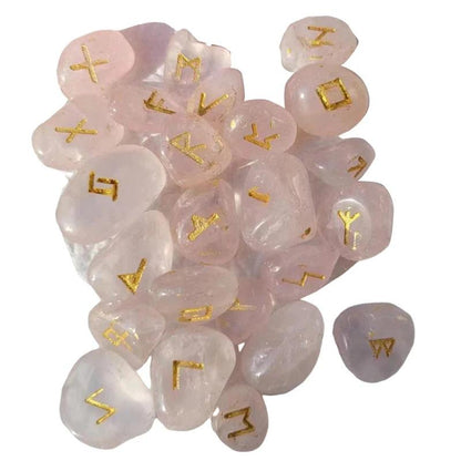 Ensemble de 25 Runes Naturelles en Agate Rose - Énergie Mystique et Divination - Variante