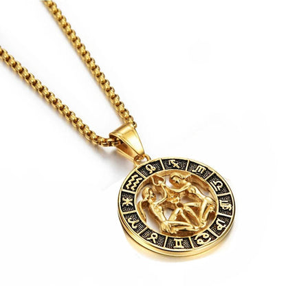 Collier Pendentif Zodiaque - Lion, Scorpion et 12 Constellations en Acier Inoxydable - Variante