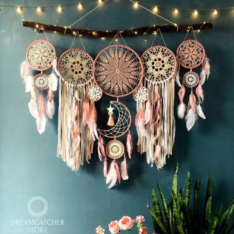 Attrape-Rêves Boho en Macramé - Ensemble Décoratif Élégant et Mystique