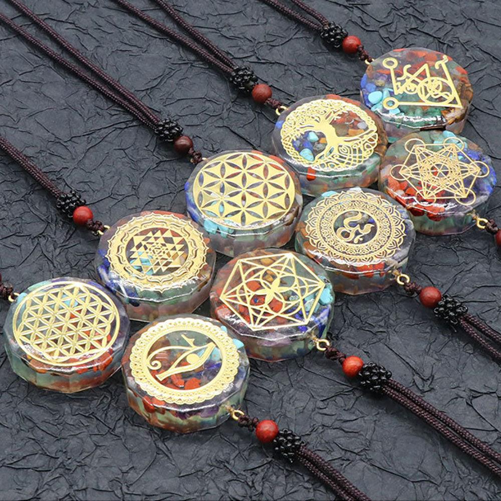 Collier Orgone 7 Chakras - Pendentif Géométrie Sacrée pour Protection Énergétique et Guérison Spirituelle