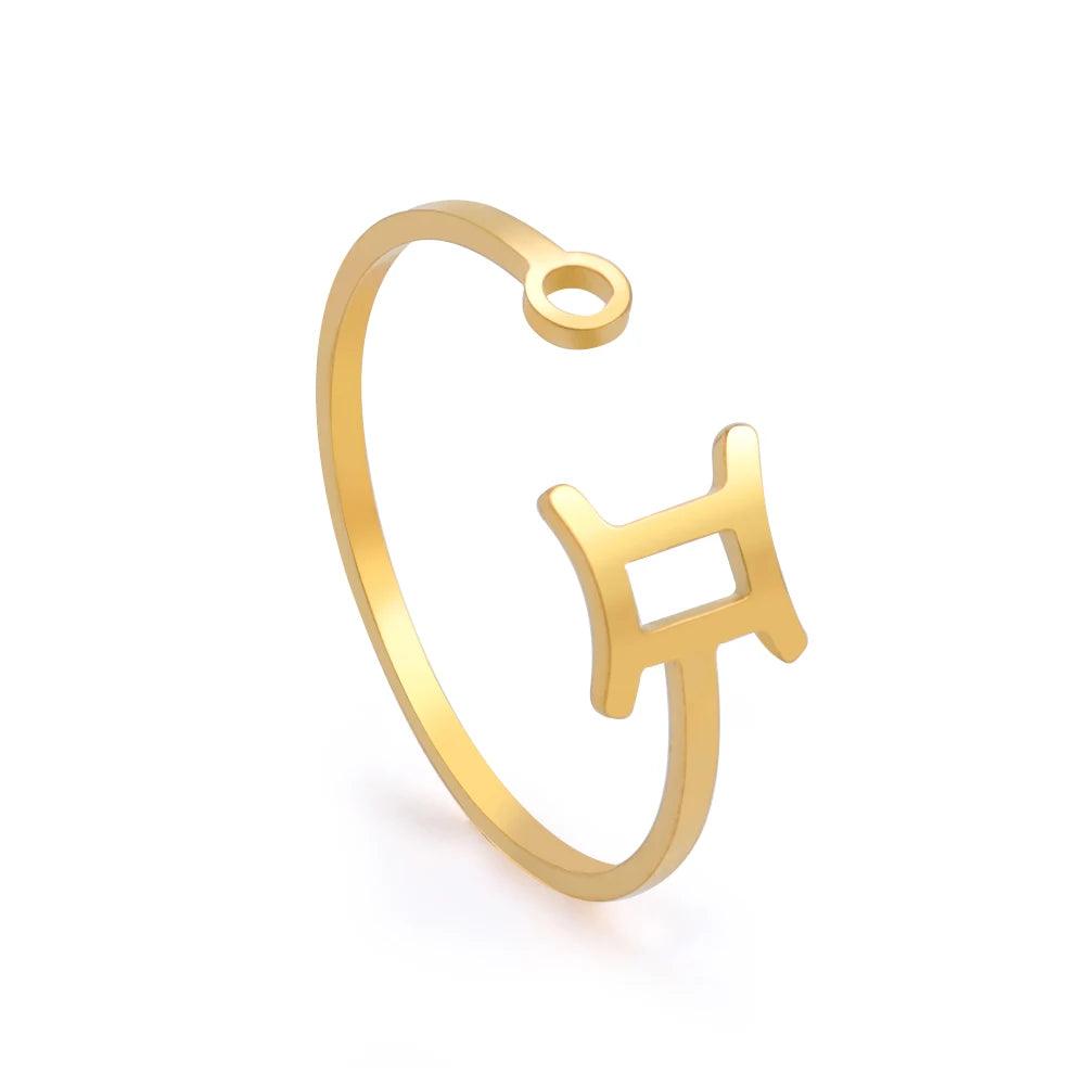 Bague Ajustable 12 Zodiaques - Élégance Minimaliste et Énergie Astrologique - Variante