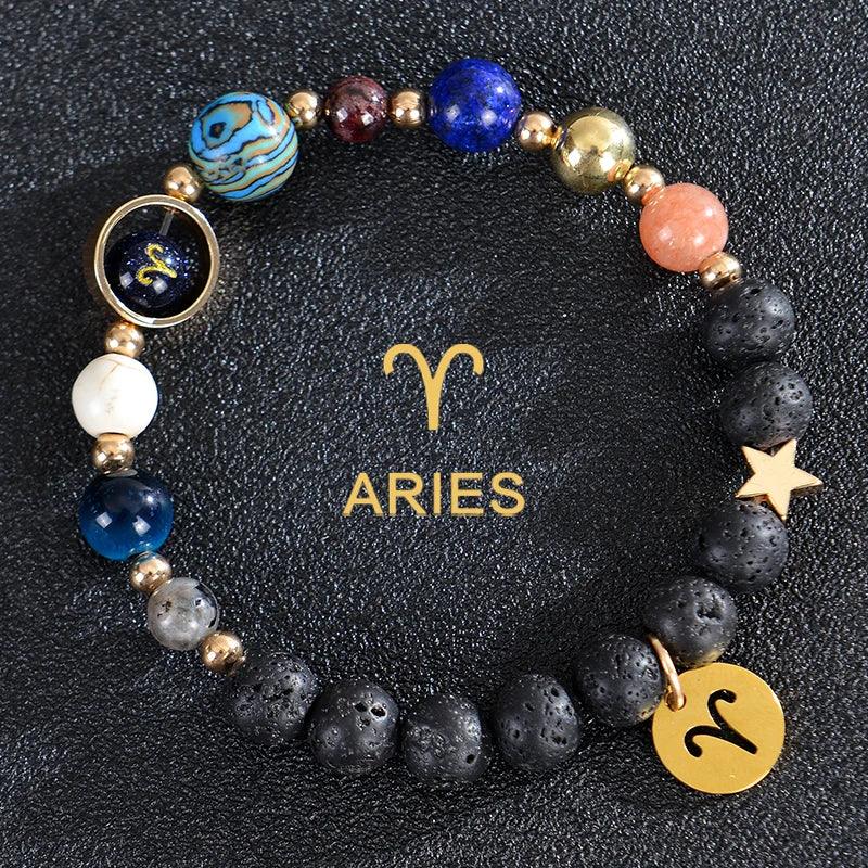 Bracelet en Pierre de Cristal du Zodiaque - Constellations et Breloques pour Femmes - Variante