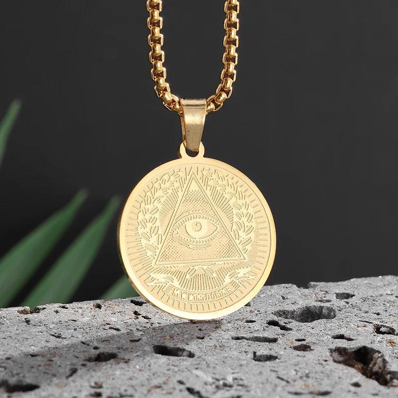 Pendentif en cuivre de forme ronde pour hommes - Accessoire de mode tendance