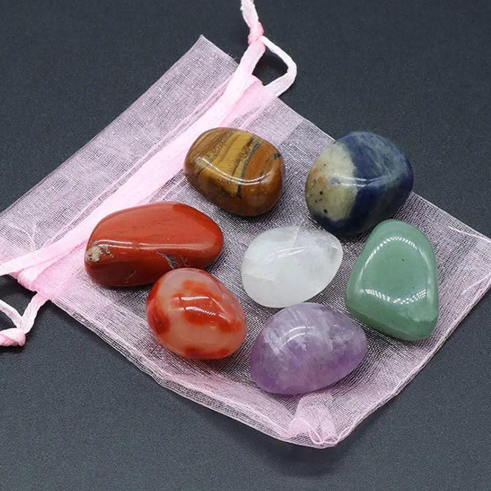 Ensemble de Pierres de Méditation Reiki - Kit 7 Chakras en Cristaux Naturels pour Yoga et Équilibre Énergétique