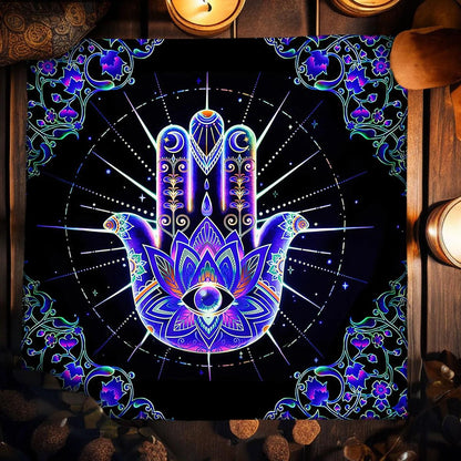 Nappe de Tarot Mystique - Mandala Bleu pour Rituels et Lecture Spirituelle