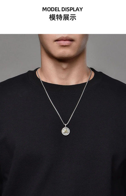 Pendentif en cuivre de forme ronde pour hommes - Accessoire de mode tendance