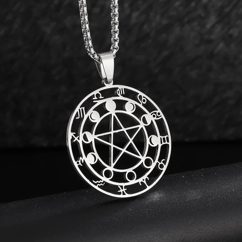 Collier Fleur de Vie et Chakra - Pendentif Spirituel en Acier Inoxydable et Géométrie Sacrée - Variante