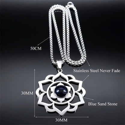 Collier de Yoga Reiki Chakra - Amulette Spirituelle Fleur de Vie en Acier Inoxydable