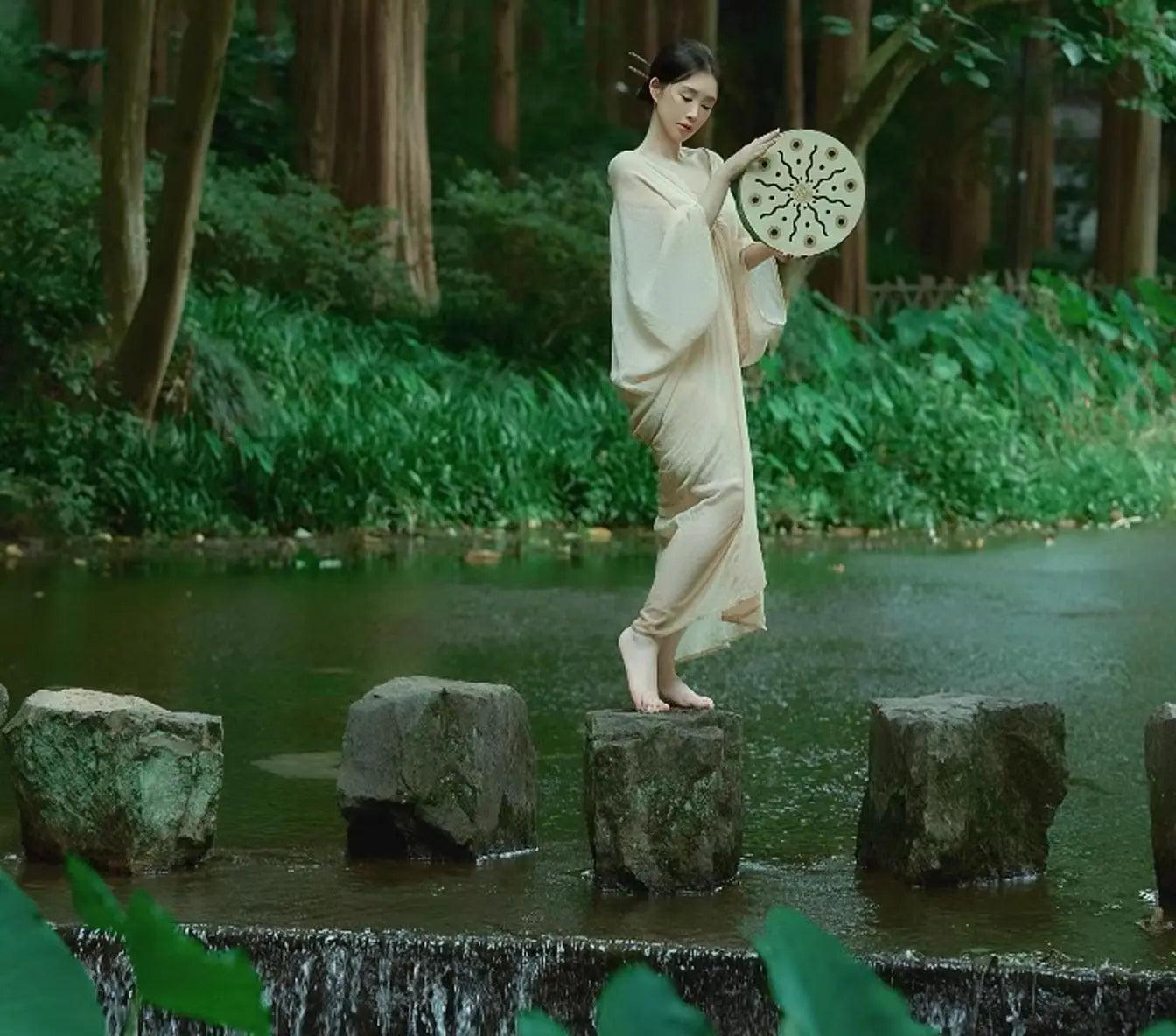 Tambour à main en bois massif avec de beaux motifs, druide, guérison, méditation sonore des vagues de mer