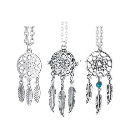 Collier Attrape-Rêves Ethnique Bohème - Plumes et Mandala Indien en Acier Inoxydable