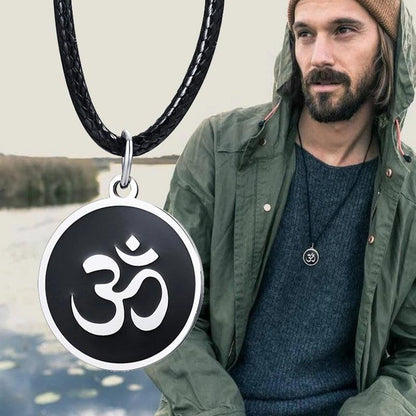 Collier Rond OM - Pendentif Ajustable Yoga et Bijou Spirituel pour Hommes