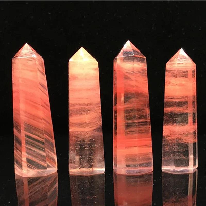 Pierre Naturelle et Baguette Citrine - Quartz Rose Mystique pour Décoration ésotérique et Rituel - Variante