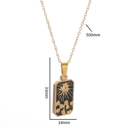 Collier Carte de Tarot en Acier Inoxydable - Pendentif Étoile et Soleil pour Femme