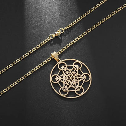 Collier Fleur de Vie et Chakra - Pendentif Spirituel en Acier Inoxydable et Géométrie Sacrée