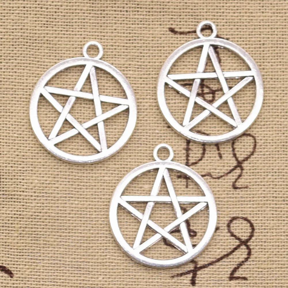 Charms Tibétains en Forme d’Étoile Pentagramme - Argent Antique pour Artisanat et Bijoux - Variante