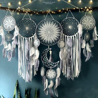 Attrape-Rêves Boho en Macramé - Ensemble Décoratif Élégant et Mystique