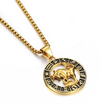 Collier Pendentif Zodiaque - Lion, Scorpion et 12 Constellations en Acier Inoxydable - Variante