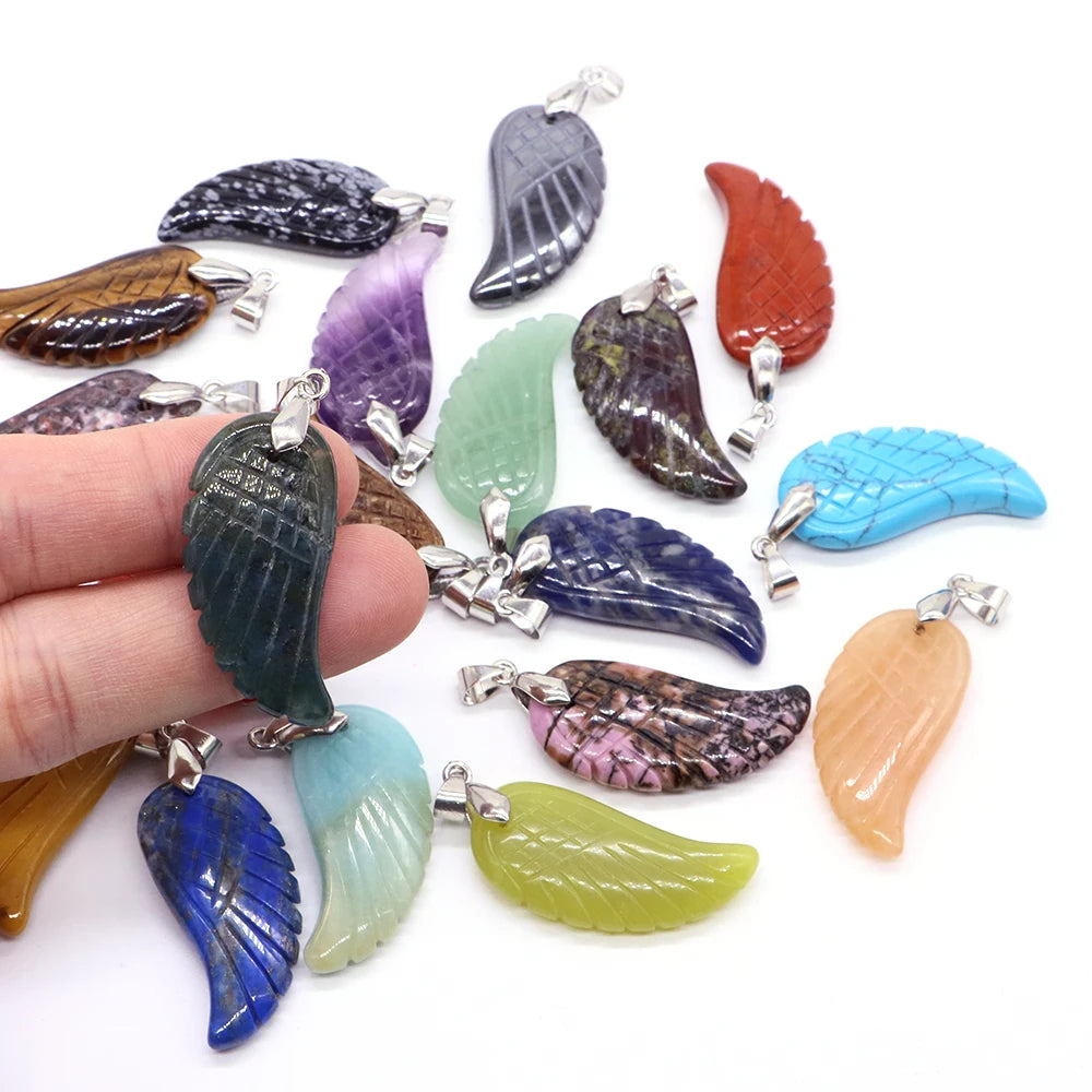 Pendentifs Ailes d'Ange en Pierres Naturelles 16x34mm