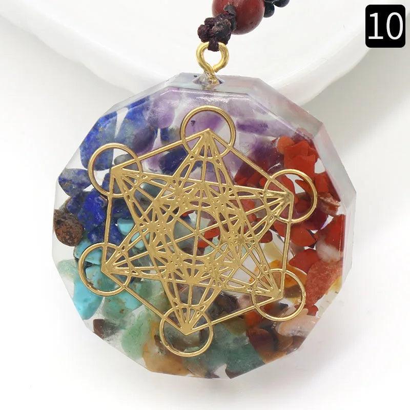 Collier Orgone 7 Chakras - Pendentif Géométrie Sacrée pour Protection Énergétique et Guérison Spirituelle - Variante