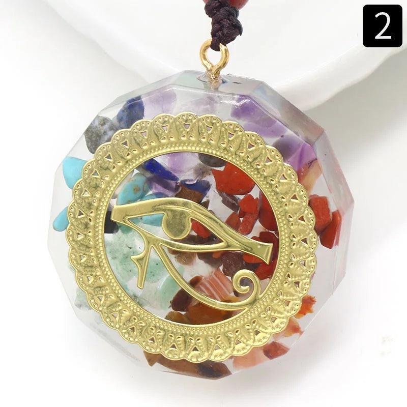 Collier Orgone 7 Chakras - Pendentif Géométrie Sacrée pour Protection Énergétique et Guérison Spirituelle - Variante