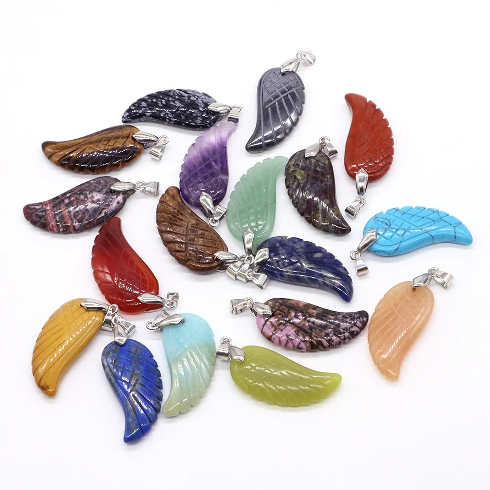 Pendentifs Ailes d'Ange en Pierres Naturelles 16x34mm