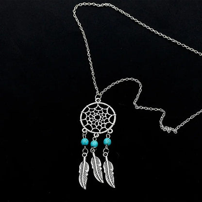 Collier Attrape-Rêves Ethnique Bohème - Plumes et Mandala Indien en Acier Inoxydable