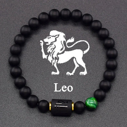 12 Zodiac Constellation Signs Bracelets en véritable pierre de l'œil du Tigre - Variante