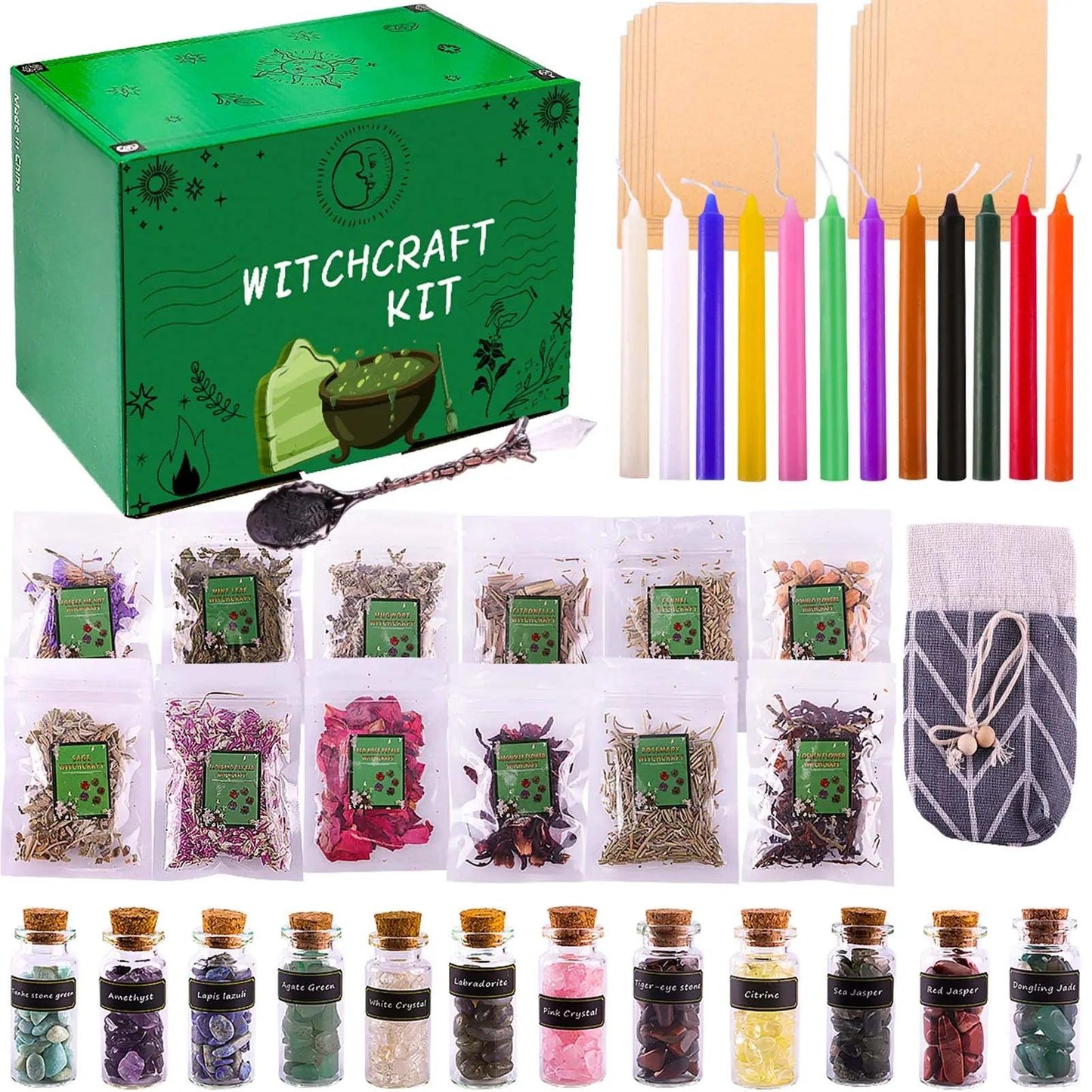 Kit d’Herbes de Sorcières - 36 Mini-Pots pour Autel et Rituels Spirituels