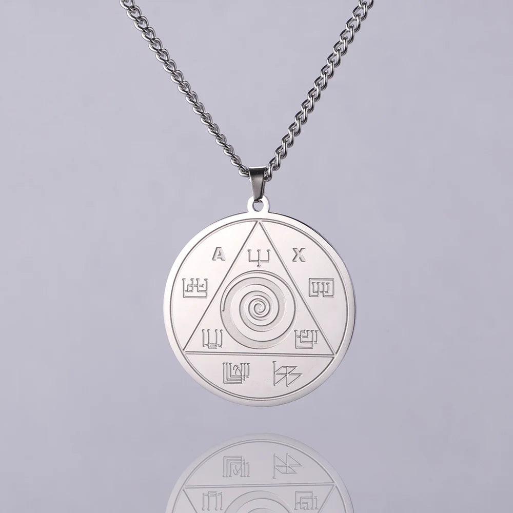 Collier Pendentif Abraxas - Amulette Spirituelle de Protection en Acier Inoxydable