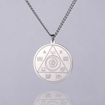 Collier Pendentif Abraxas - Amulette Spirituelle de Protection en Acier Inoxydable