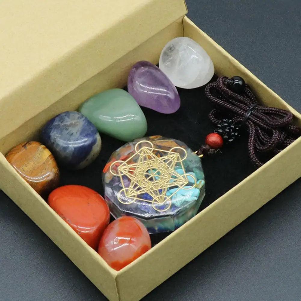 Ensemble de Pierres de Méditation Reiki - Kit 7 Chakras en Cristaux Naturels pour Yoga et Équilibre Énergétique