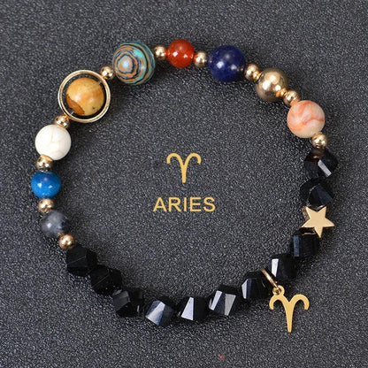 Bracelet en Pierre de Cristal du Zodiaque - Constellations et Breloques pour Femmes - Variante