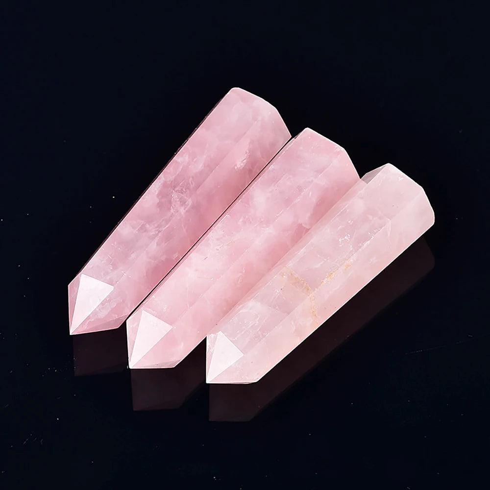 Pierre Naturelle et Baguette Citrine - Quartz Rose Mystique pour Décoration ésotérique et Rituel