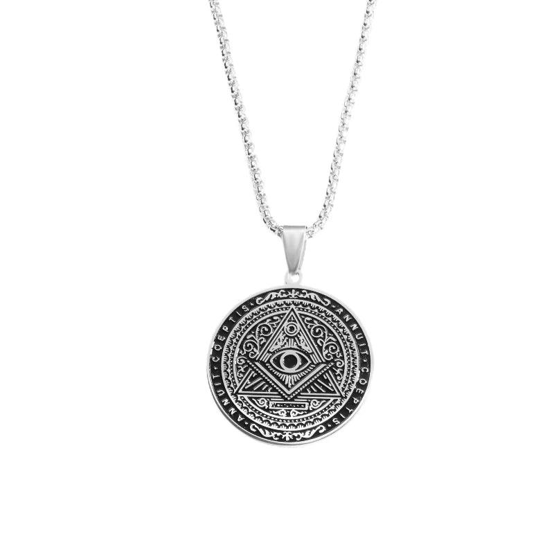 Pendentif en cuivre de forme ronde pour hommes - Accessoire de mode tendance - Variante