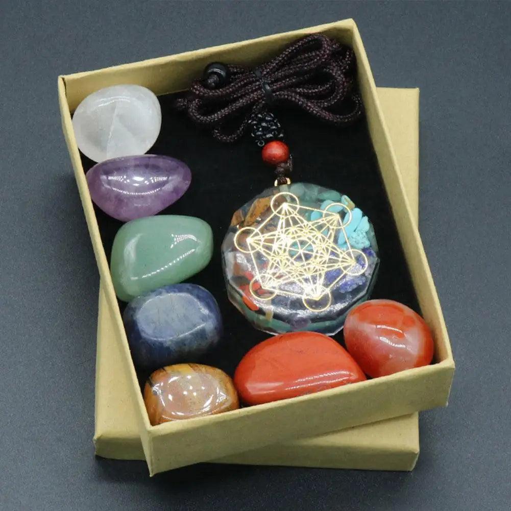 Ensemble de Pierres de Méditation Reiki - Kit 7 Chakras en Cristaux Naturels pour Yoga et Équilibre Énergétique