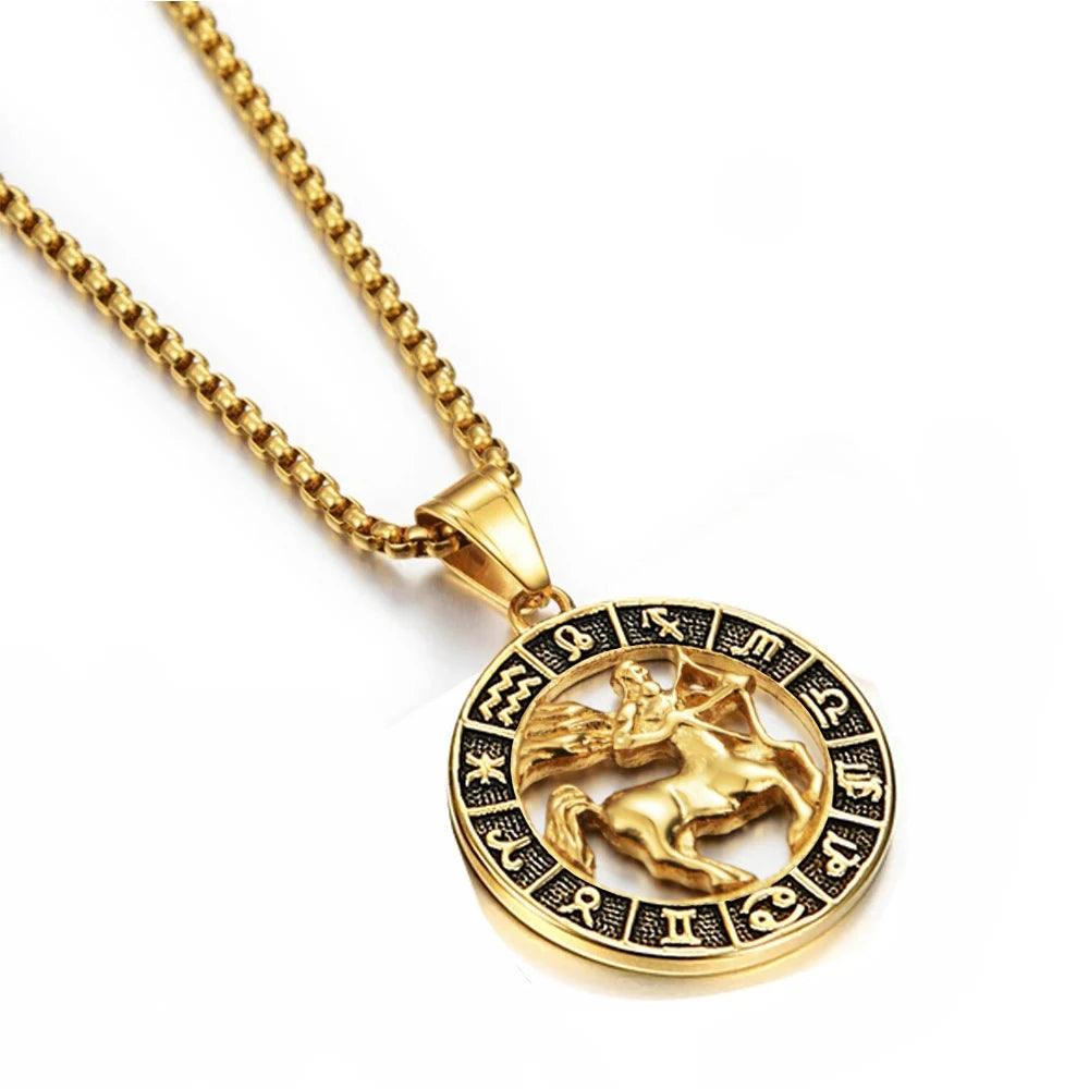 Collier Pendentif Zodiaque - Lion, Scorpion et 12 Constellations en Acier Inoxydable - Variante