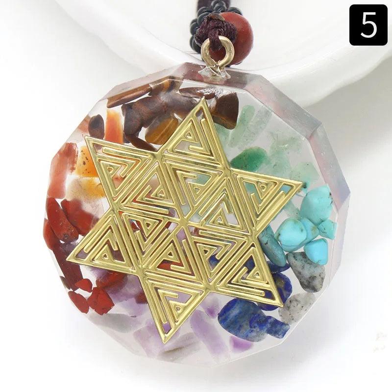 Collier Orgone 7 Chakras - Pendentif Géométrie Sacrée pour Protection Énergétique et Guérison Spirituelle - Variante