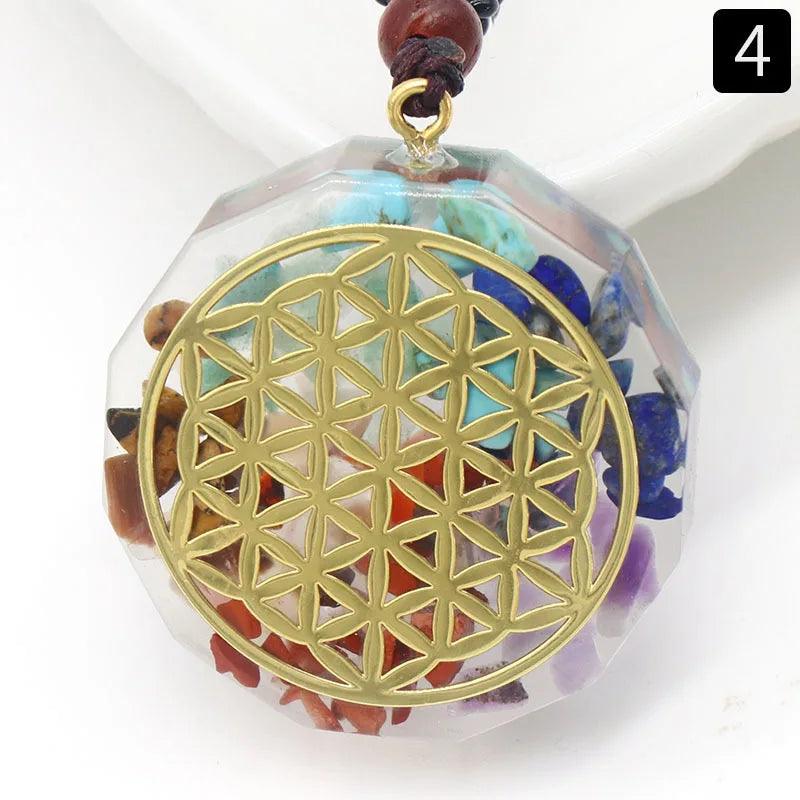 Collier Orgone 7 Chakras - Pendentif Géométrie Sacrée pour Protection Énergétique et Guérison Spirituelle - Variante