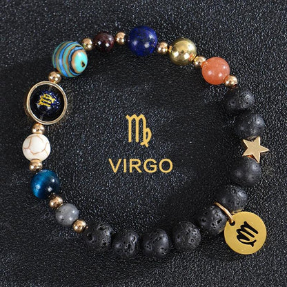 Bracelet en Pierre de Cristal du Zodiaque - Constellations et Breloques pour Femmes - Variante