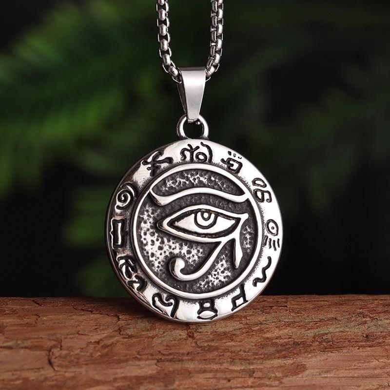 Collier Pendentif Œil de Dieu et Tête d’Aigle - Amulette Mystique et Protectrice pour Homme - Variante