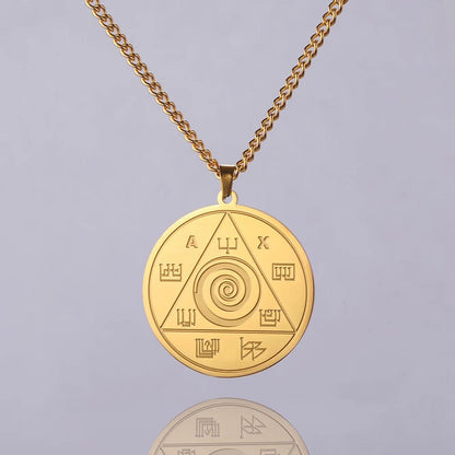 Collier Pendentif Abraxas - Amulette Spirituelle de Protection en Acier Inoxydable