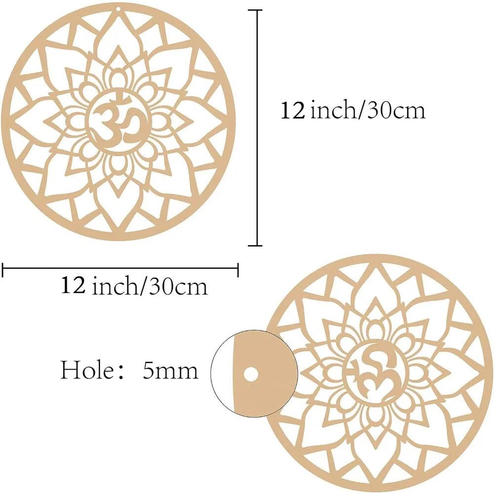 Décoration Murale OM en Bois - Sculpture Géométrie Sacrée et Symboles Spirituels